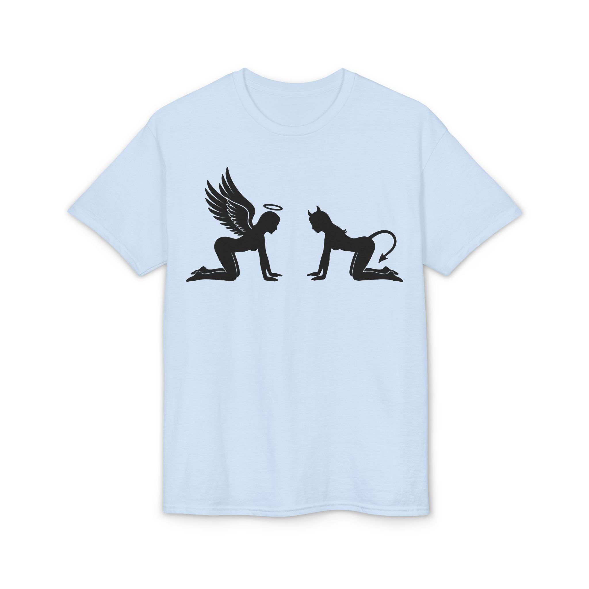 Angel & Devil Temptation Silhouette Tee – Naughty vs Nice Graphic T-Shirt 😈😇