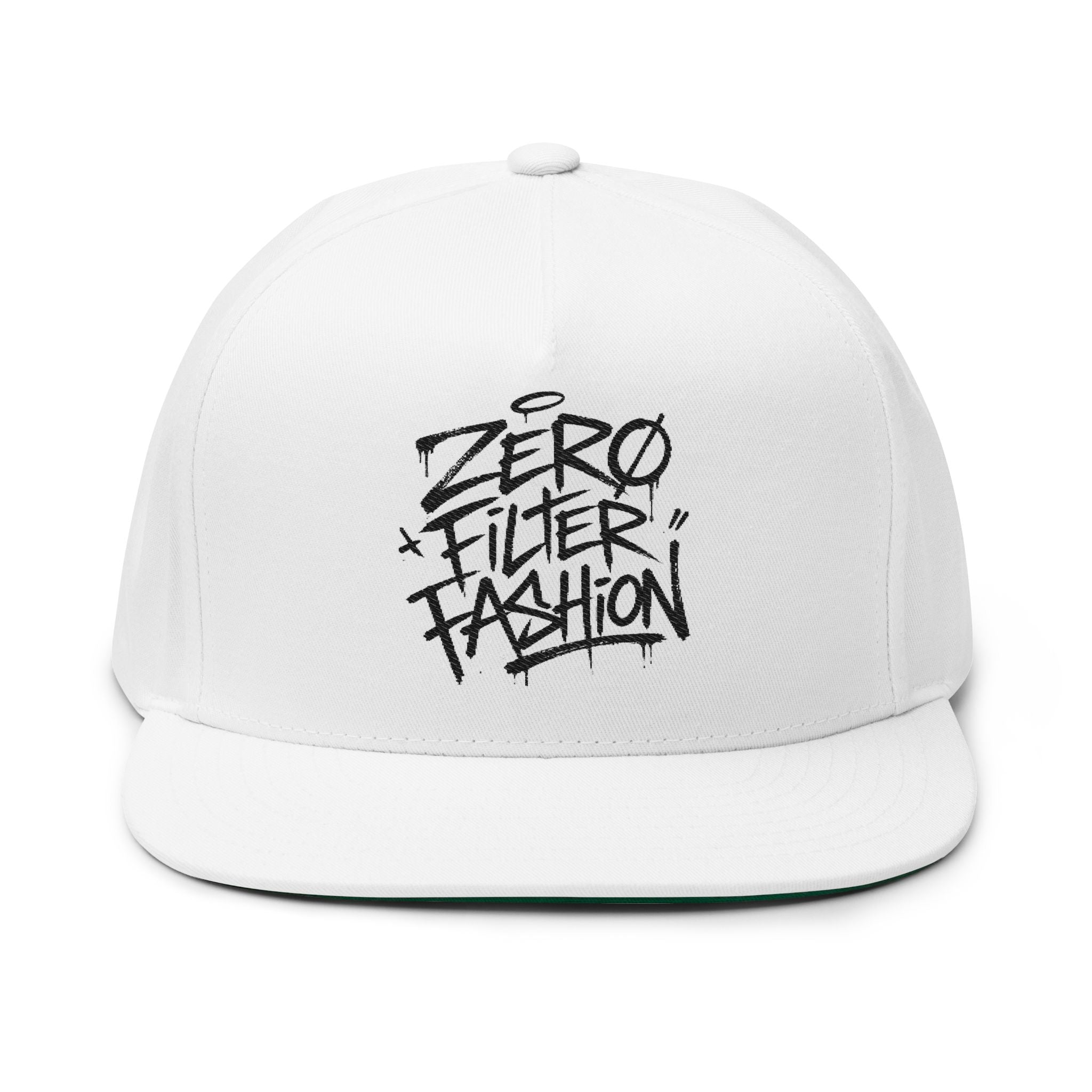 Flat Bill Cap — "Zero Filter Fashion" Embroidered Streetwear Snapback