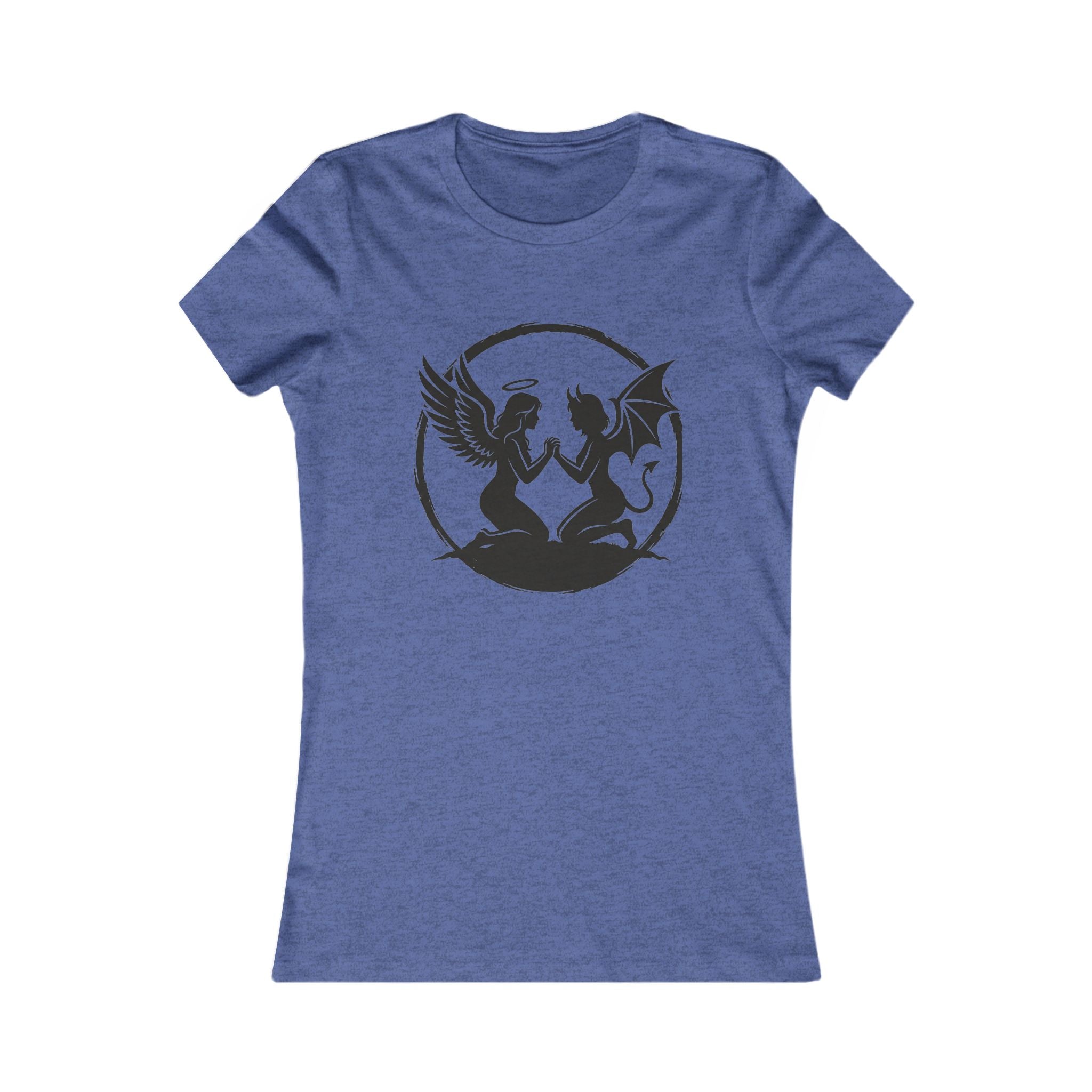 Angel vs Devil Silhouette Tee — "Both Sides Win" Women's Graphic Shirt