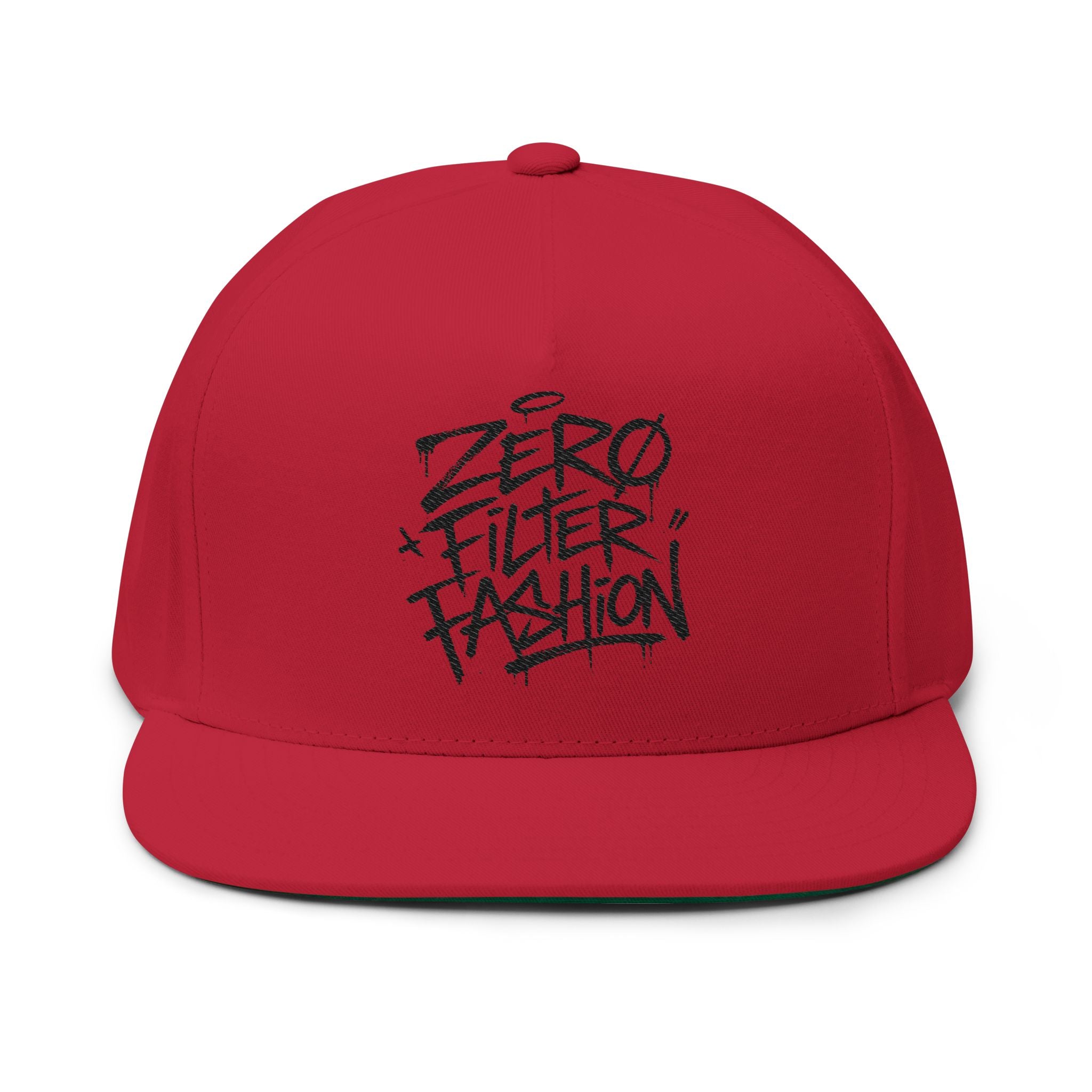 Flat Bill Cap — "Zero Filter Fashion" Embroidered Streetwear Snapback