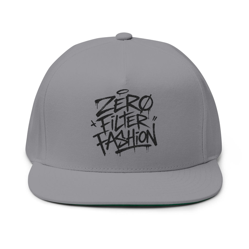 Flat Bill Cap — "Zero Filter Fashion" Embroidered Streetwear Snapback