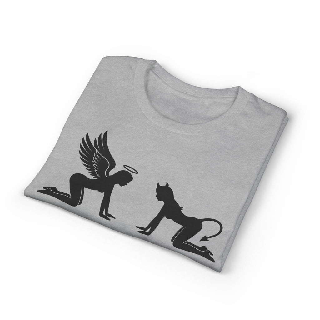 Angel & Devil Temptation Silhouette Tee – Naughty vs Nice Graphic T-Shirt 😈😇