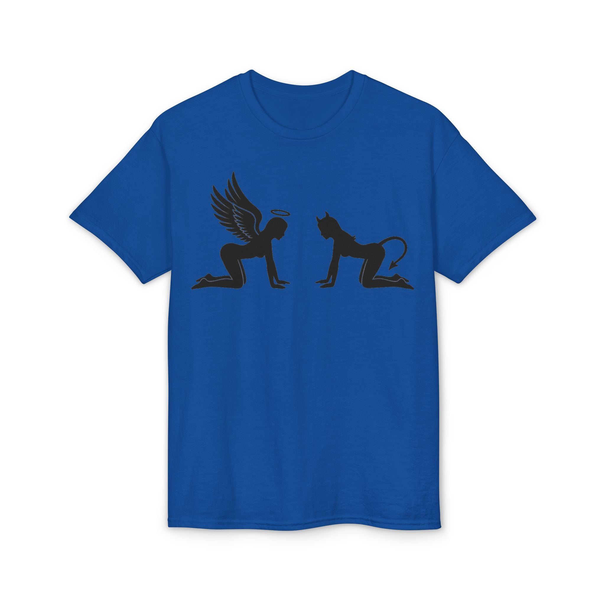 Angel & Devil Temptation Silhouette Tee – Naughty vs Nice Graphic T-Shirt 😈😇