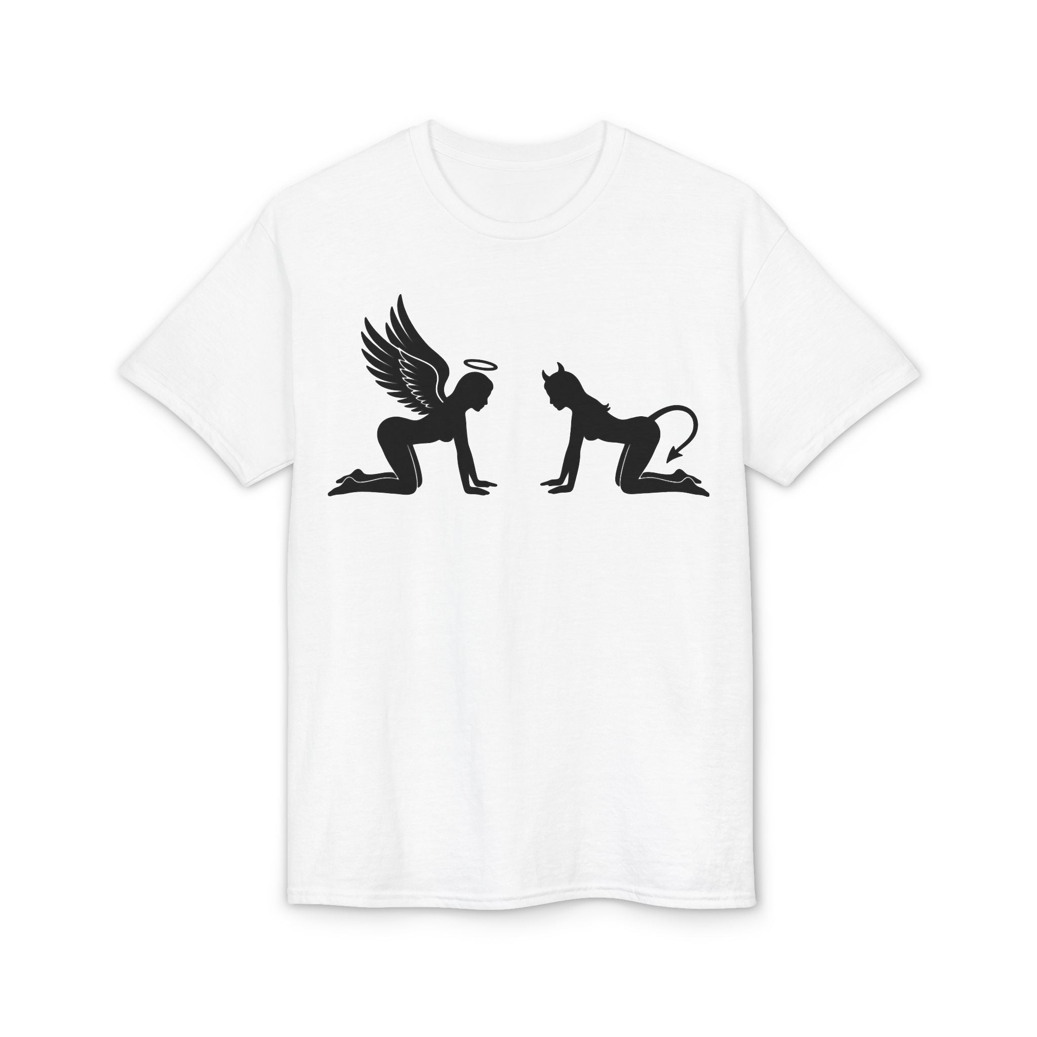 Angel & Devil Temptation Silhouette Tee – Naughty vs Nice Graphic T-Shirt 😈😇