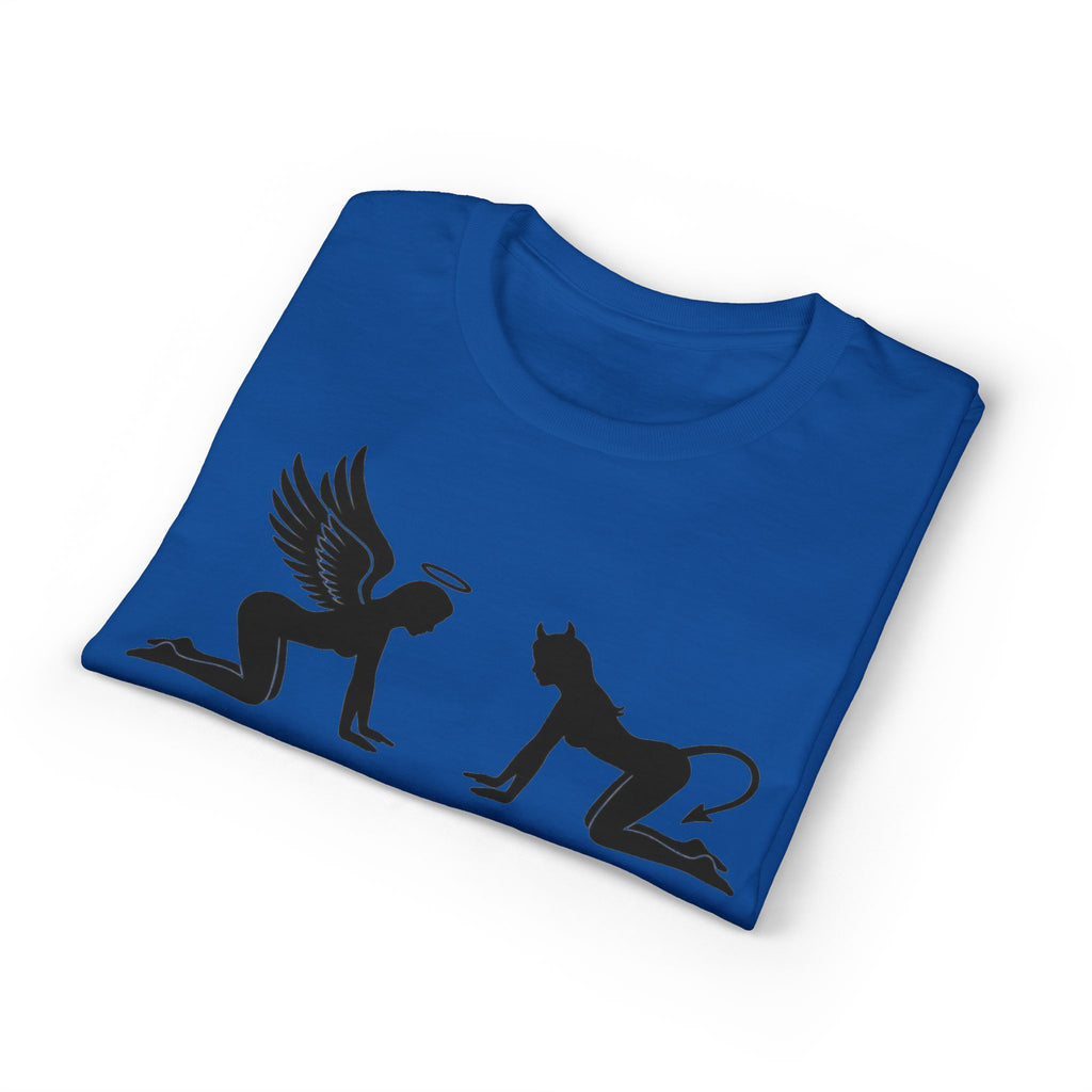 Angel & Devil Temptation Silhouette Tee – Naughty vs Nice Graphic T-Shirt 😈😇