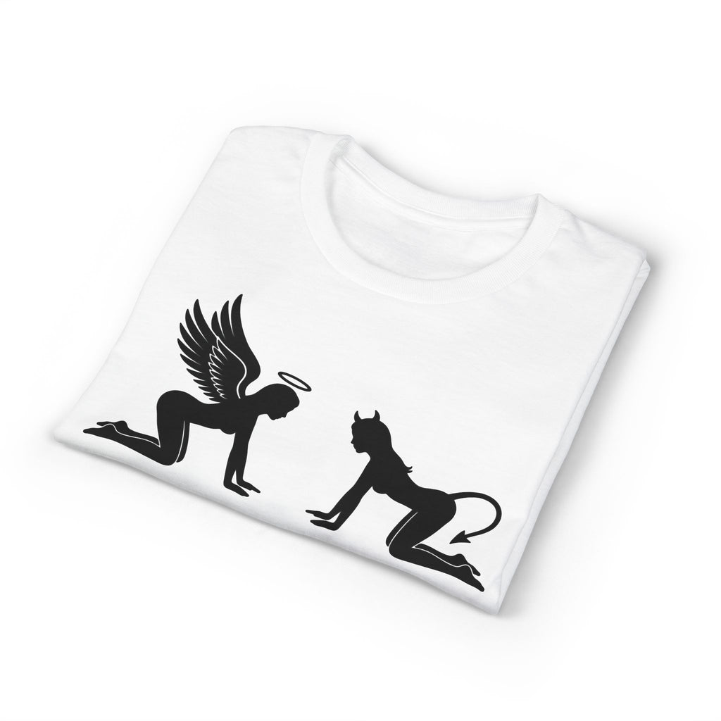 Angel & Devil Temptation Silhouette Tee – Naughty vs Nice Graphic T-Shirt 😈😇