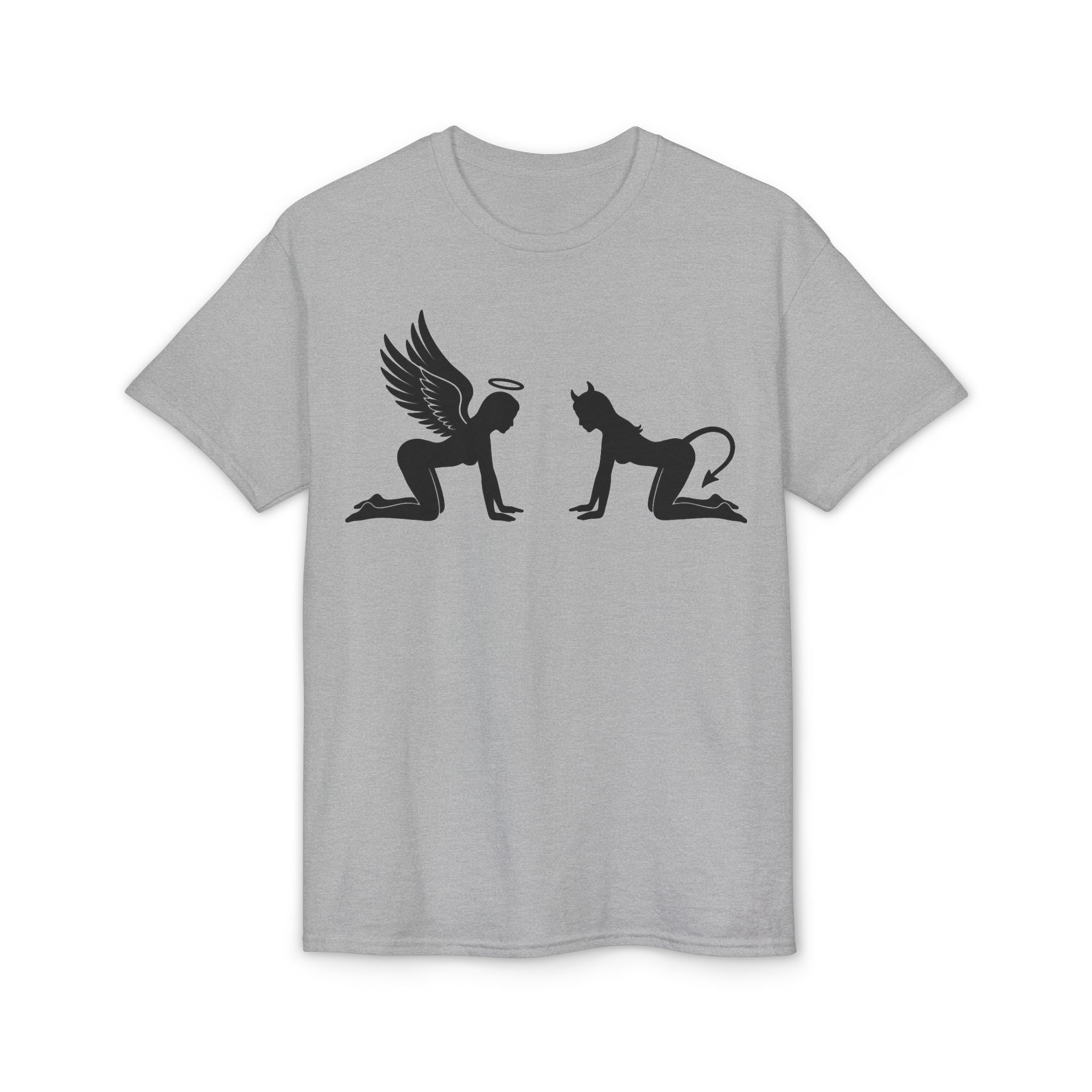 Angel & Devil Temptation Silhouette Tee – Naughty vs Nice Graphic T-Shirt 😈😇