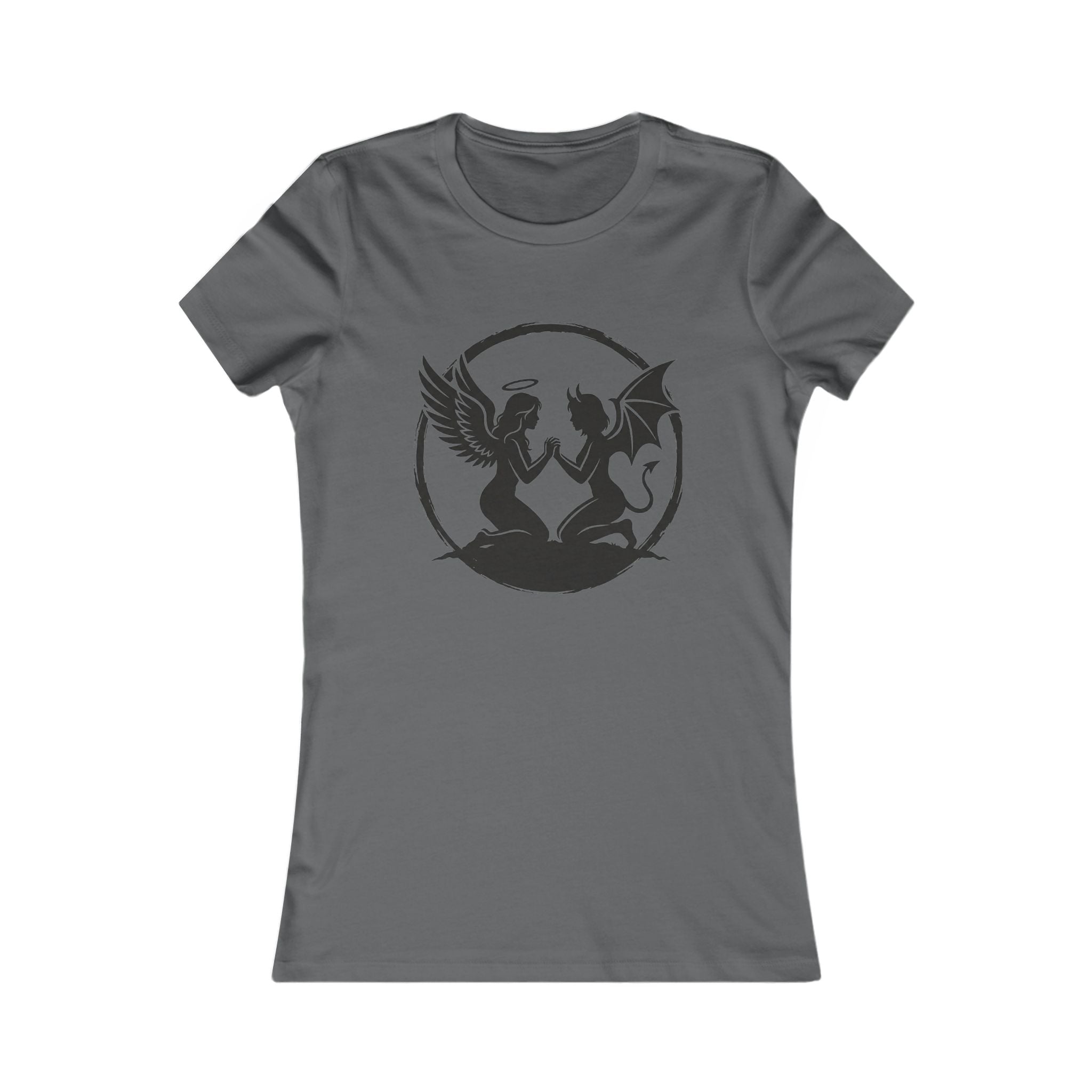 Angel vs Devil Silhouette Tee — "Both Sides Win" Women's Graphic Shirt