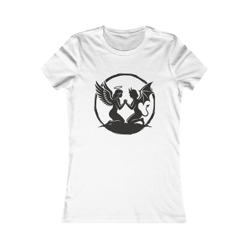 Angel vs Devil Silhouette Tee — "Both Sides Win" Women's Graphic Shirt