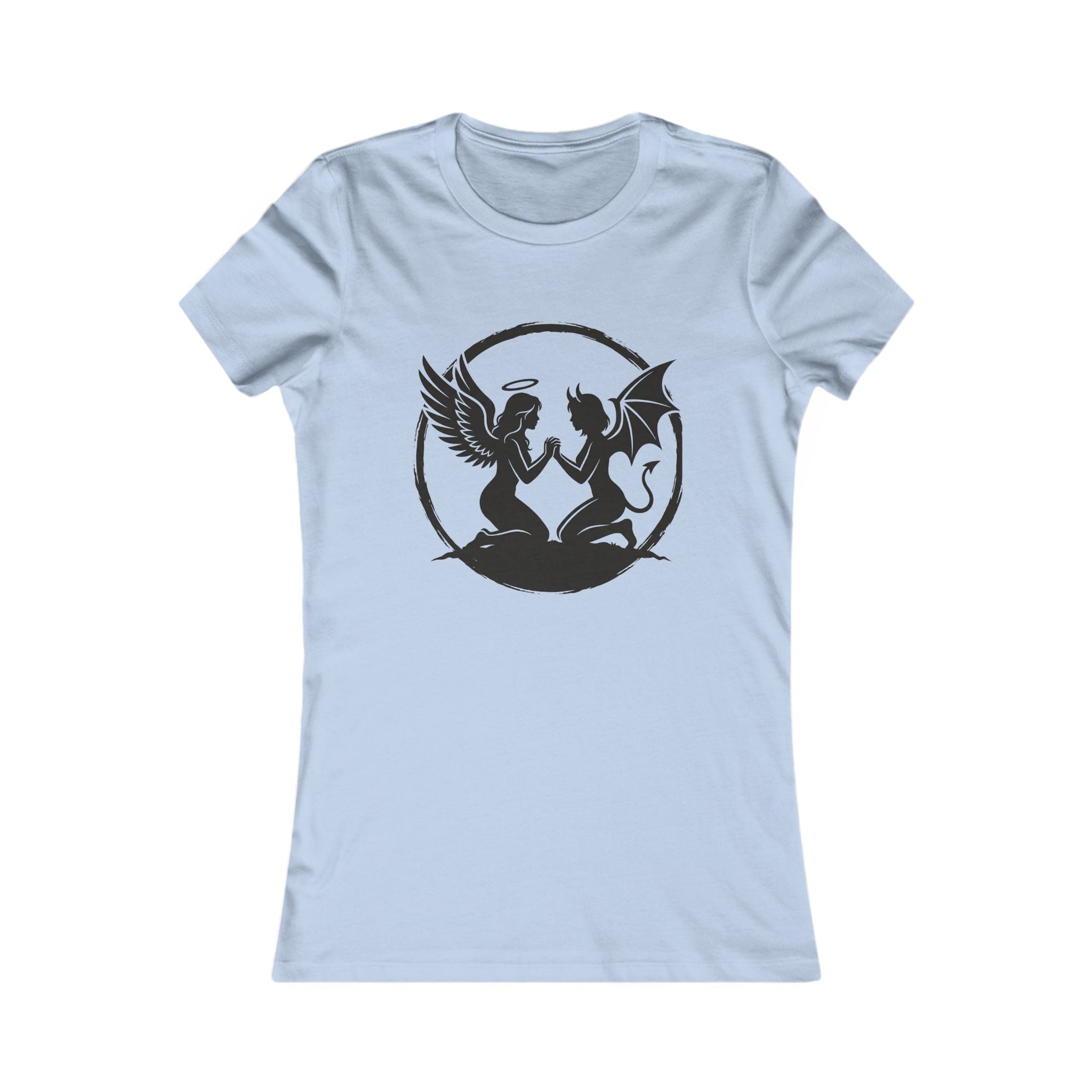 Angel vs Devil Silhouette Tee — "Both Sides Win" Women's Graphic Shirt
