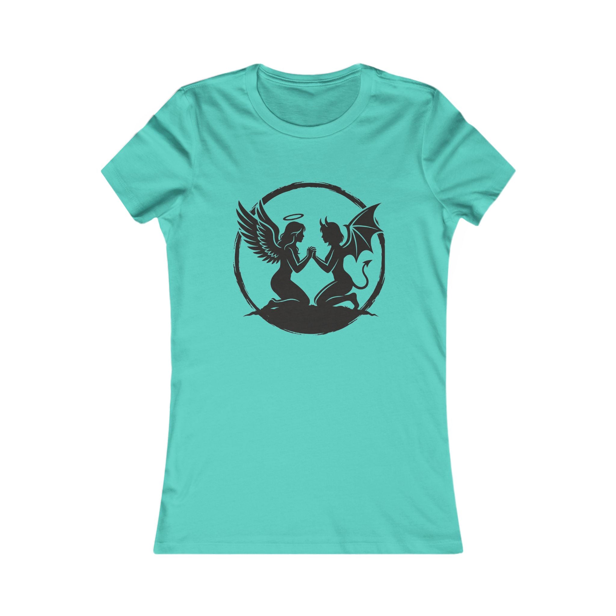 Angel vs Devil Silhouette Tee — "Both Sides Win" Women's Graphic Shirt
