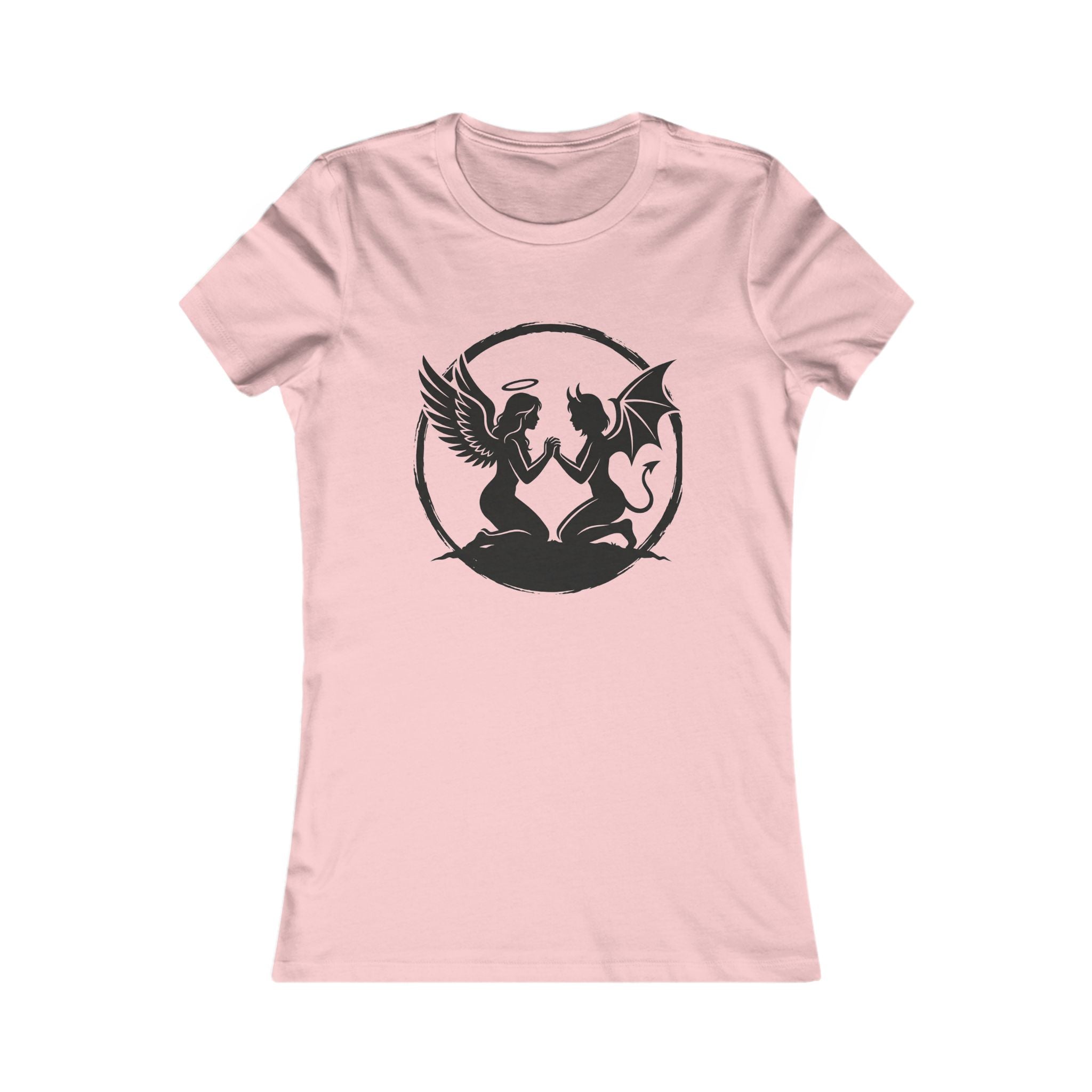 Angel vs Devil Silhouette Tee — "Both Sides Win" Women's Graphic Shirt