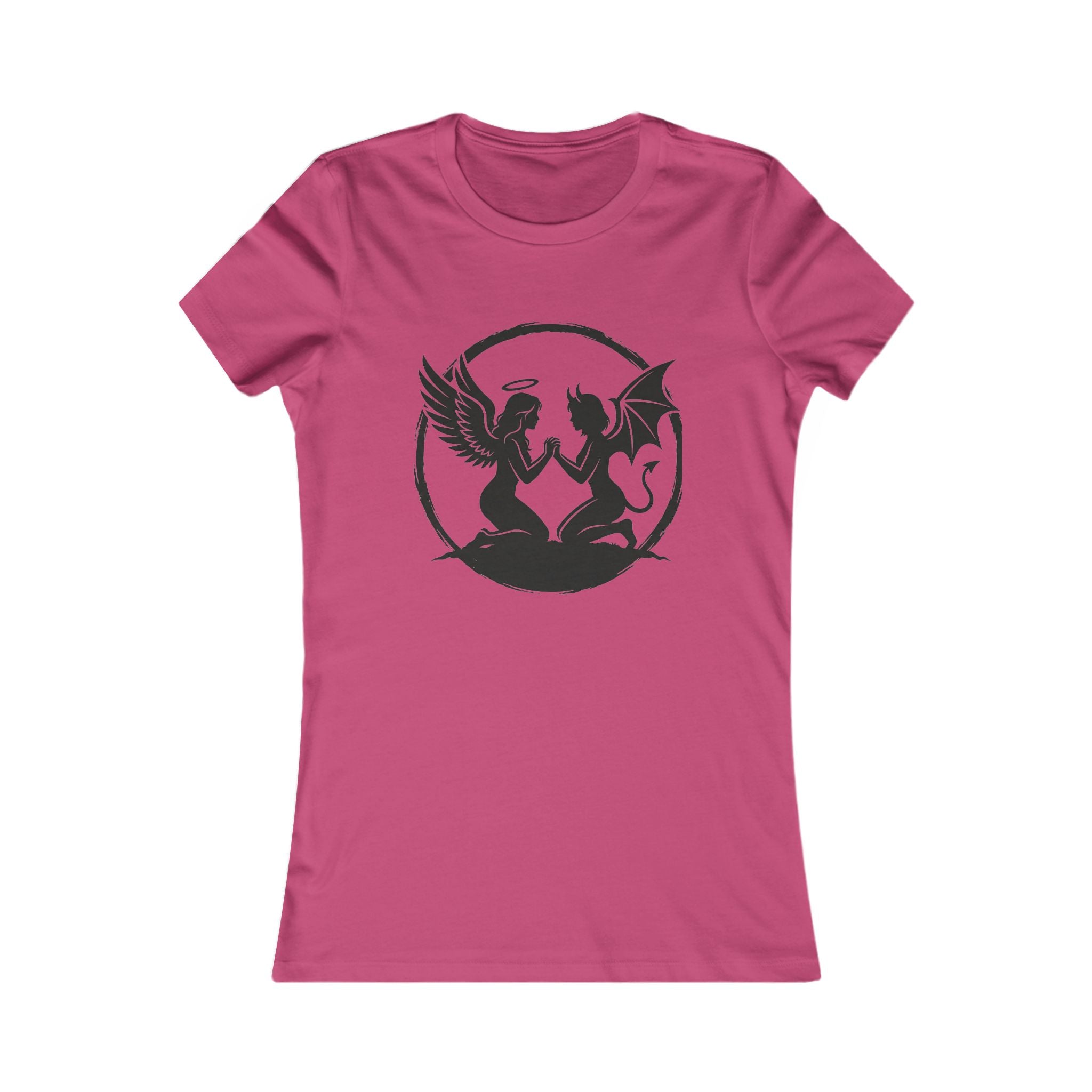 Angel vs Devil Silhouette Tee — "Both Sides Win" Women's Graphic Shirt