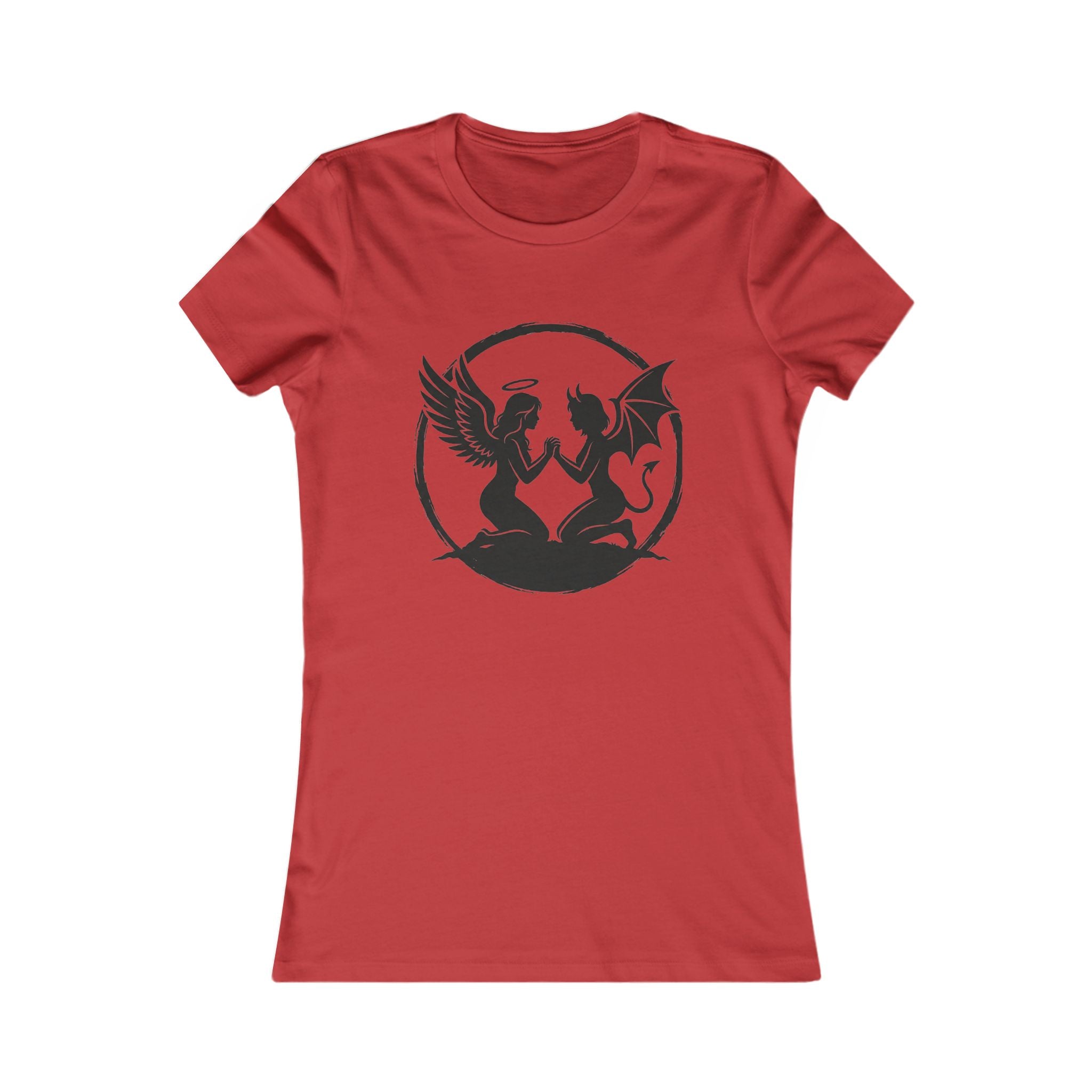 Angel vs Devil Silhouette Tee — "Both Sides Win" Women's Graphic Shirt