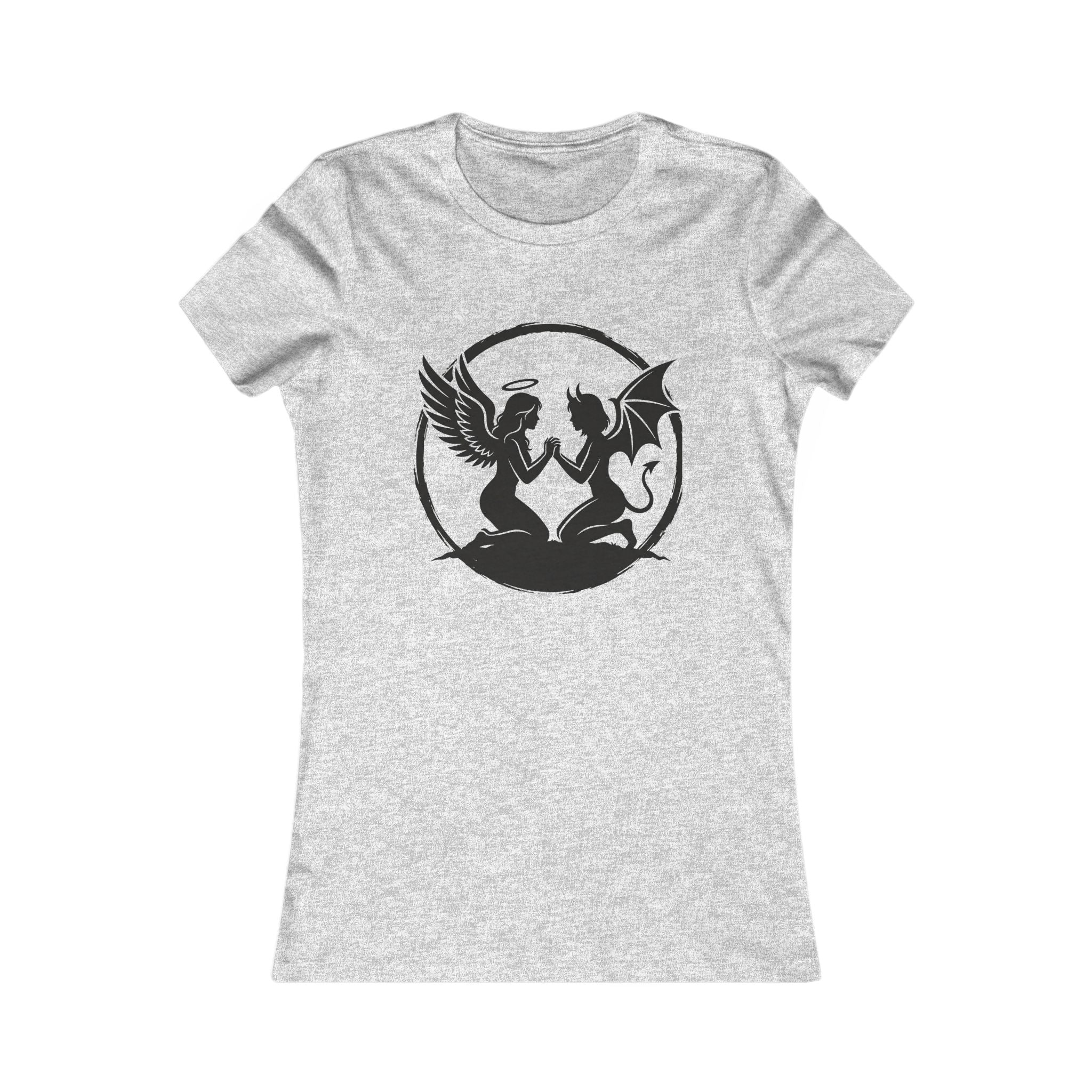 Angel vs Devil Silhouette Tee — "Both Sides Win" Women's Graphic Shirt