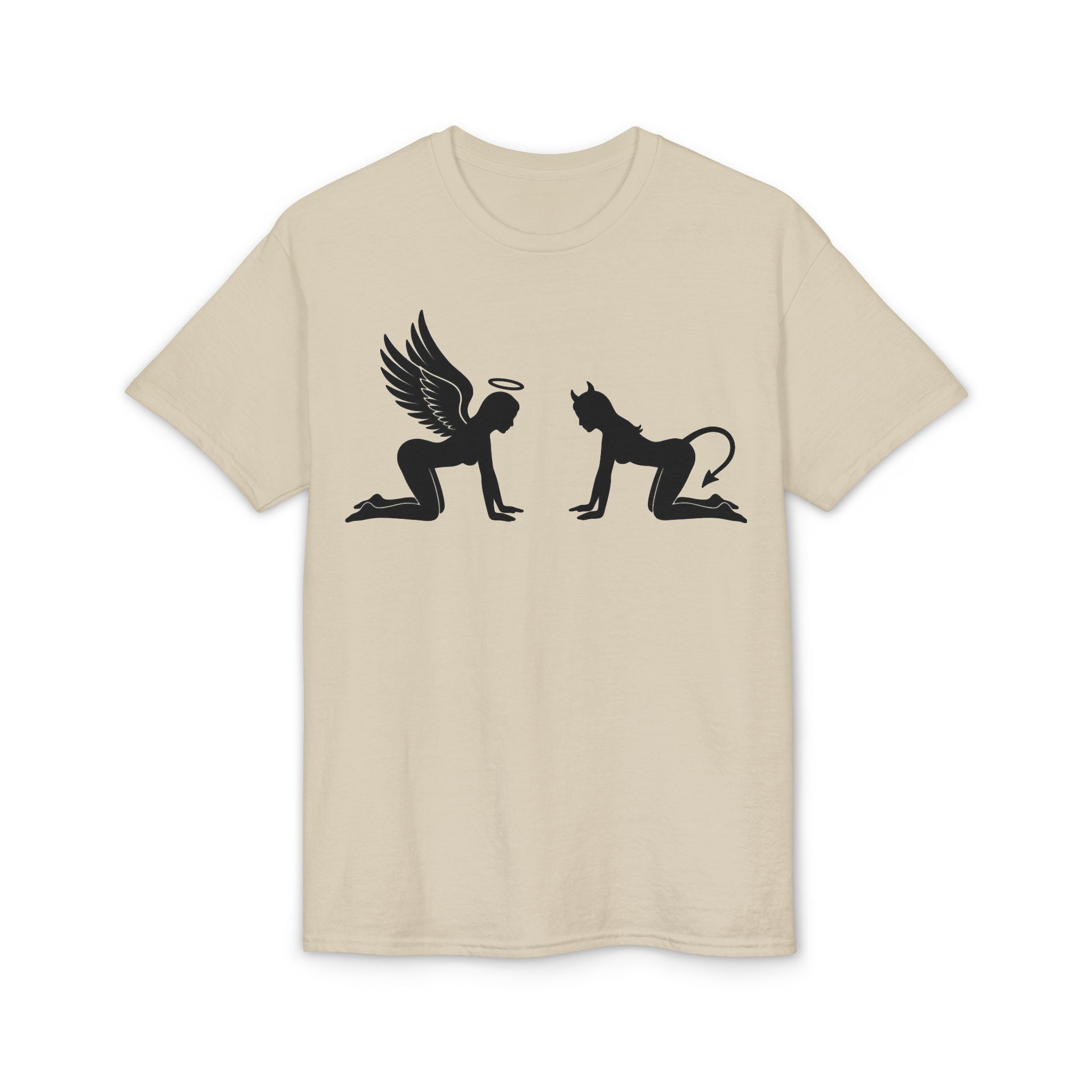 Angel & Devil Temptation Silhouette Tee – Naughty vs Nice Graphic T-Shirt 😈😇